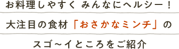 お料理しやすく みんなにヘルシー！大注目の食材「おさかなミンチ」のスゴ～イところをご紹介