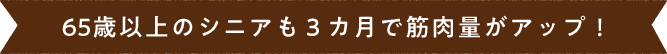 65歳以上のシニアも３カ月で筋肉量がアップ！