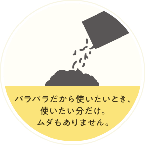 パラパラだから使いたいとき、使いたい分だけ。ムダもありません。